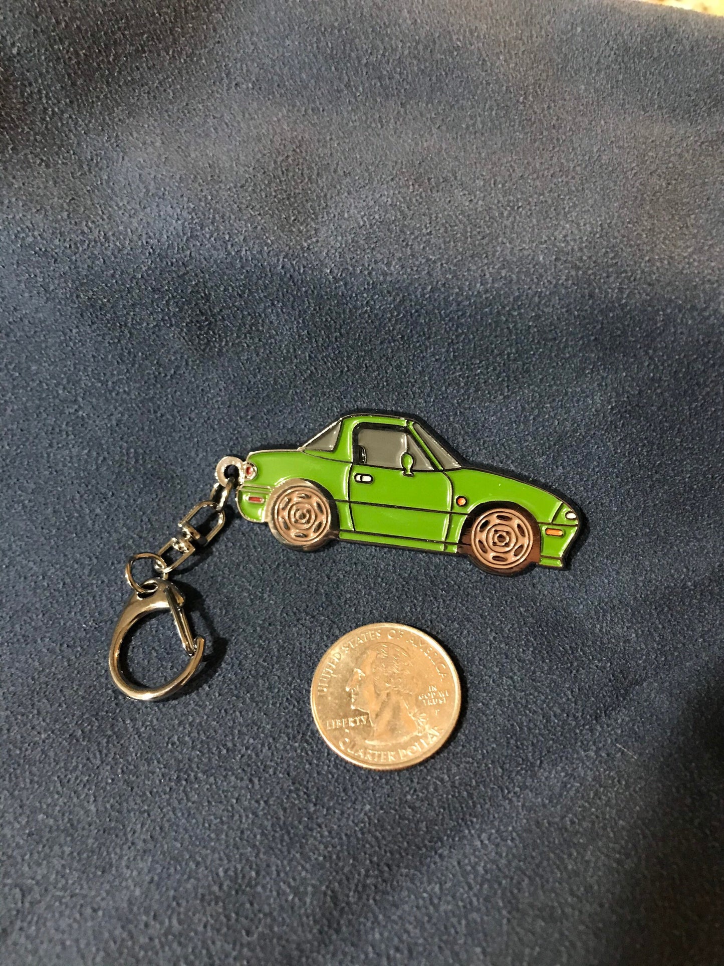 NA Mazda Miata MX5 GREEN Auto Baked Enamel Key Chains Key Rings NEW