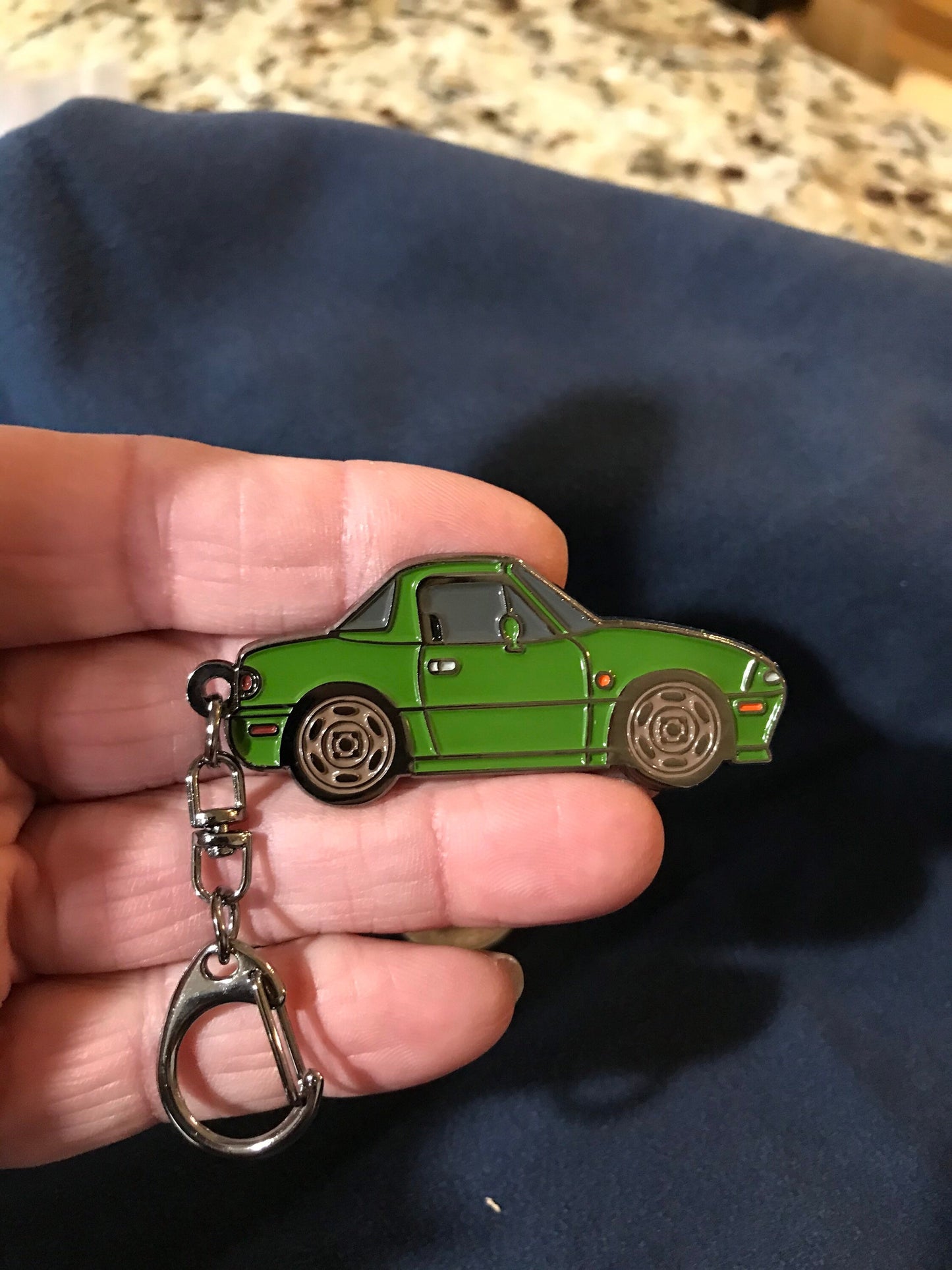 NA Mazda Miata MX5 GREEN Auto Baked Enamel Key Chains Key Rings NEW