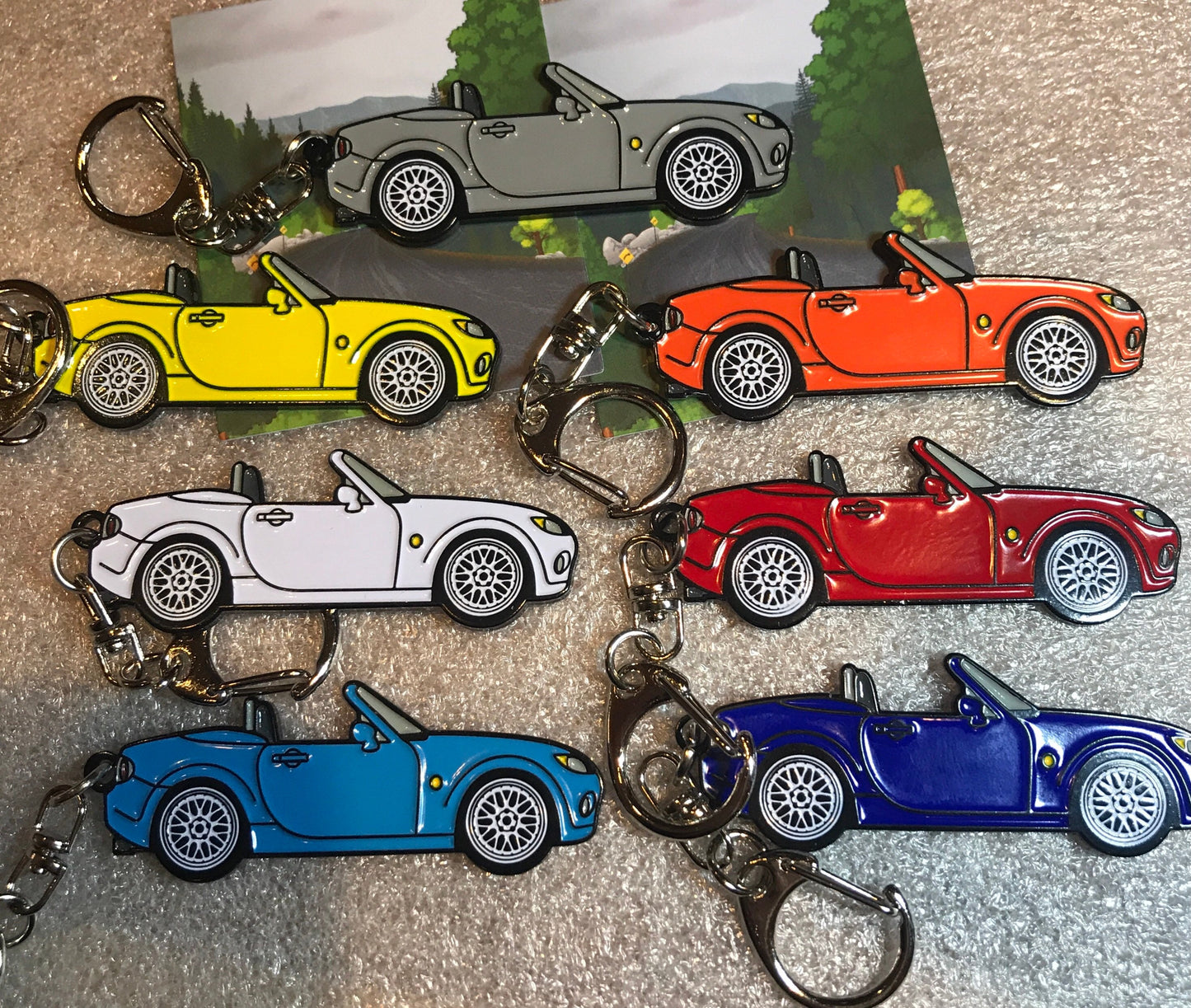 NC #Miata #MX5 #BakedEnamel #Keychains SILVER #Carpins