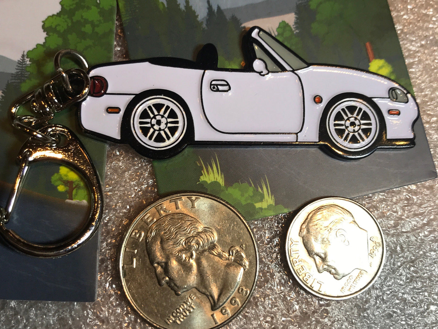 Mazda #Miata NB #MX5 WHITE Baked #Enamel Keychain