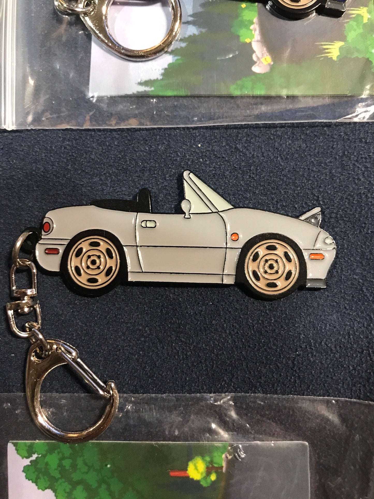 NA Mazda Miata Keychain SILVER MX5 Top Down Lights Up