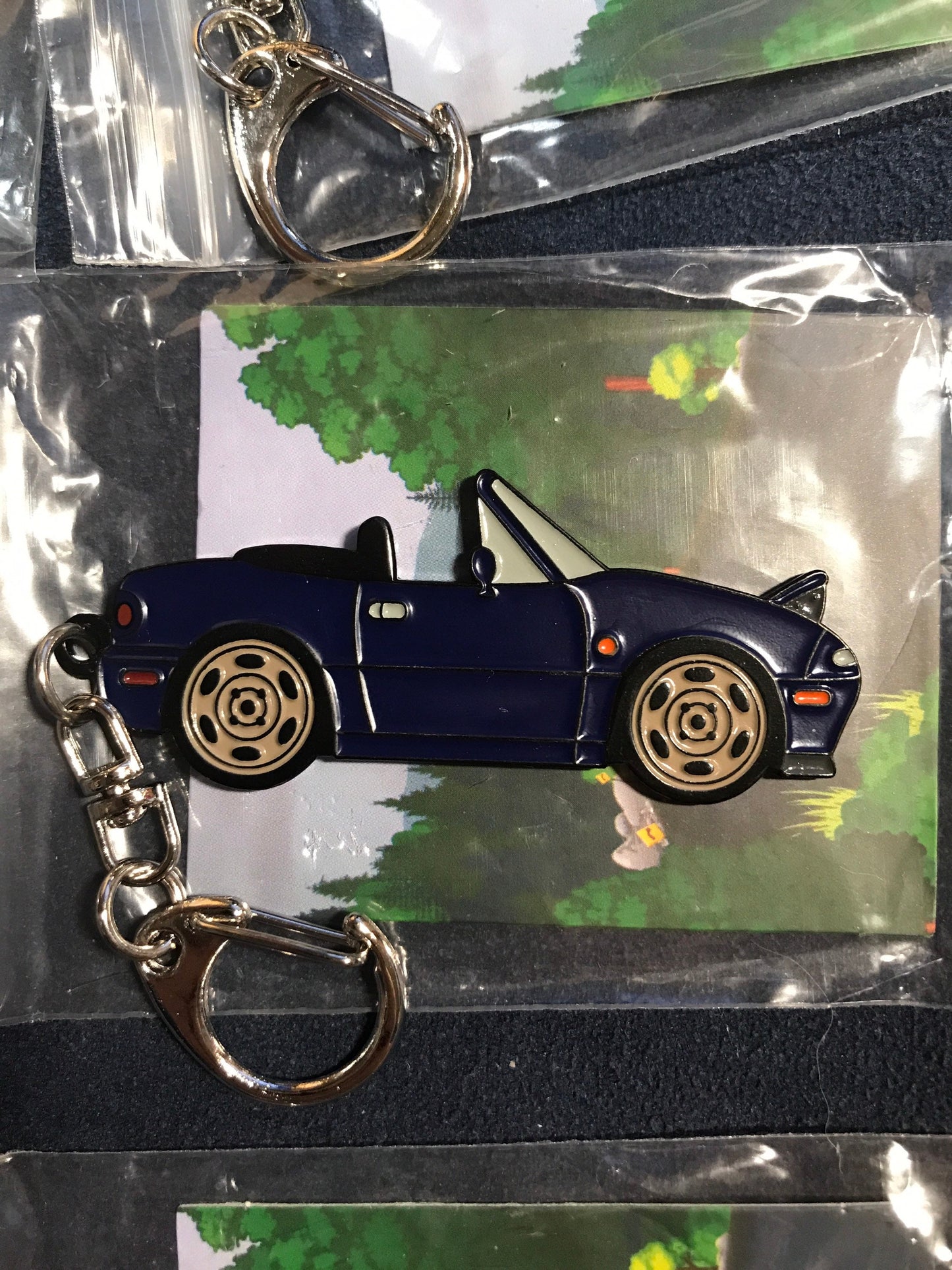 NA Mazda Miata Keychain MONTEGO BLUE MX5 Top Down Lights Up