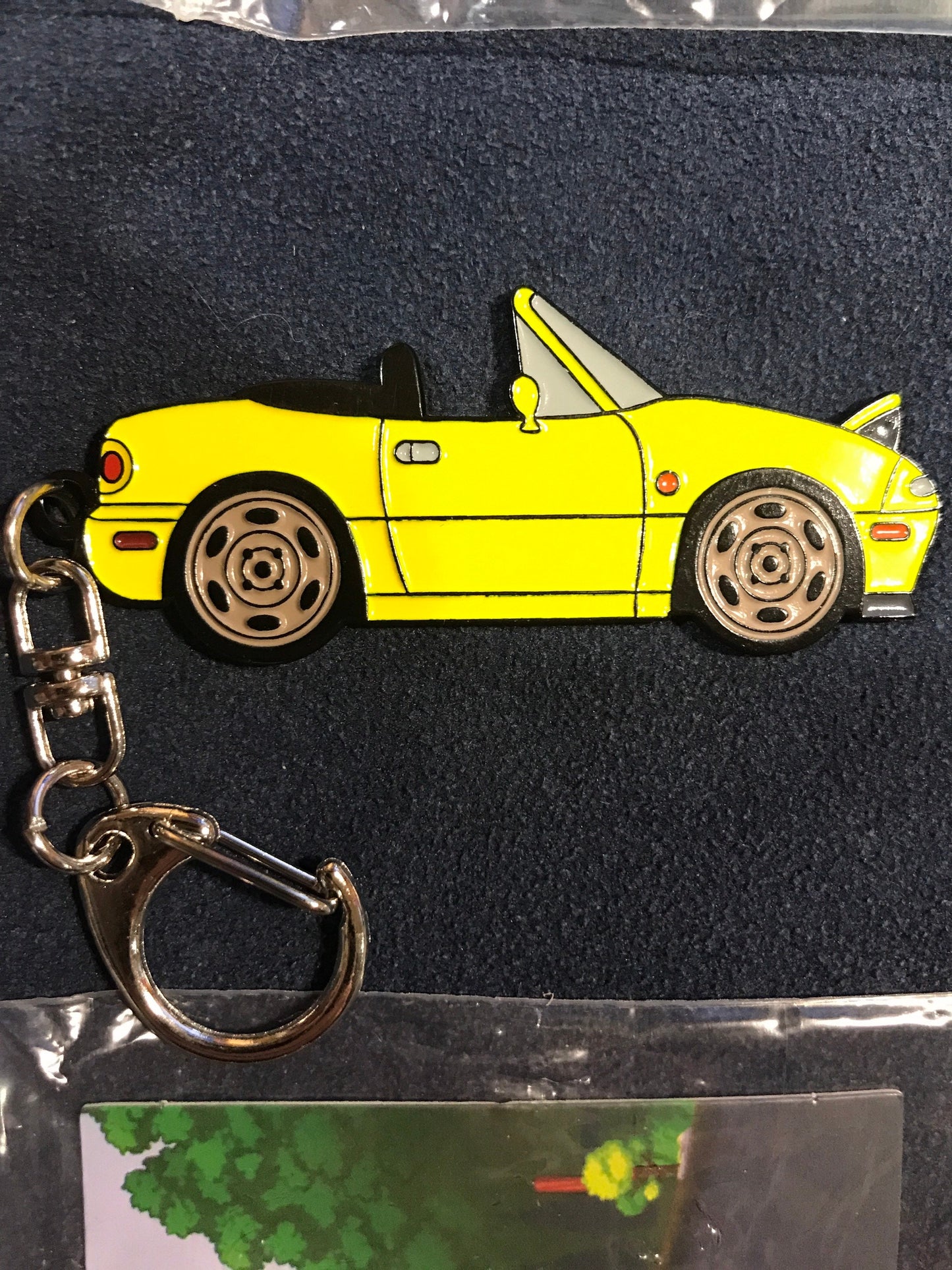 NA Mazda Miata YELLOW SUNBURST MX5 Enamel on Metal Keychain