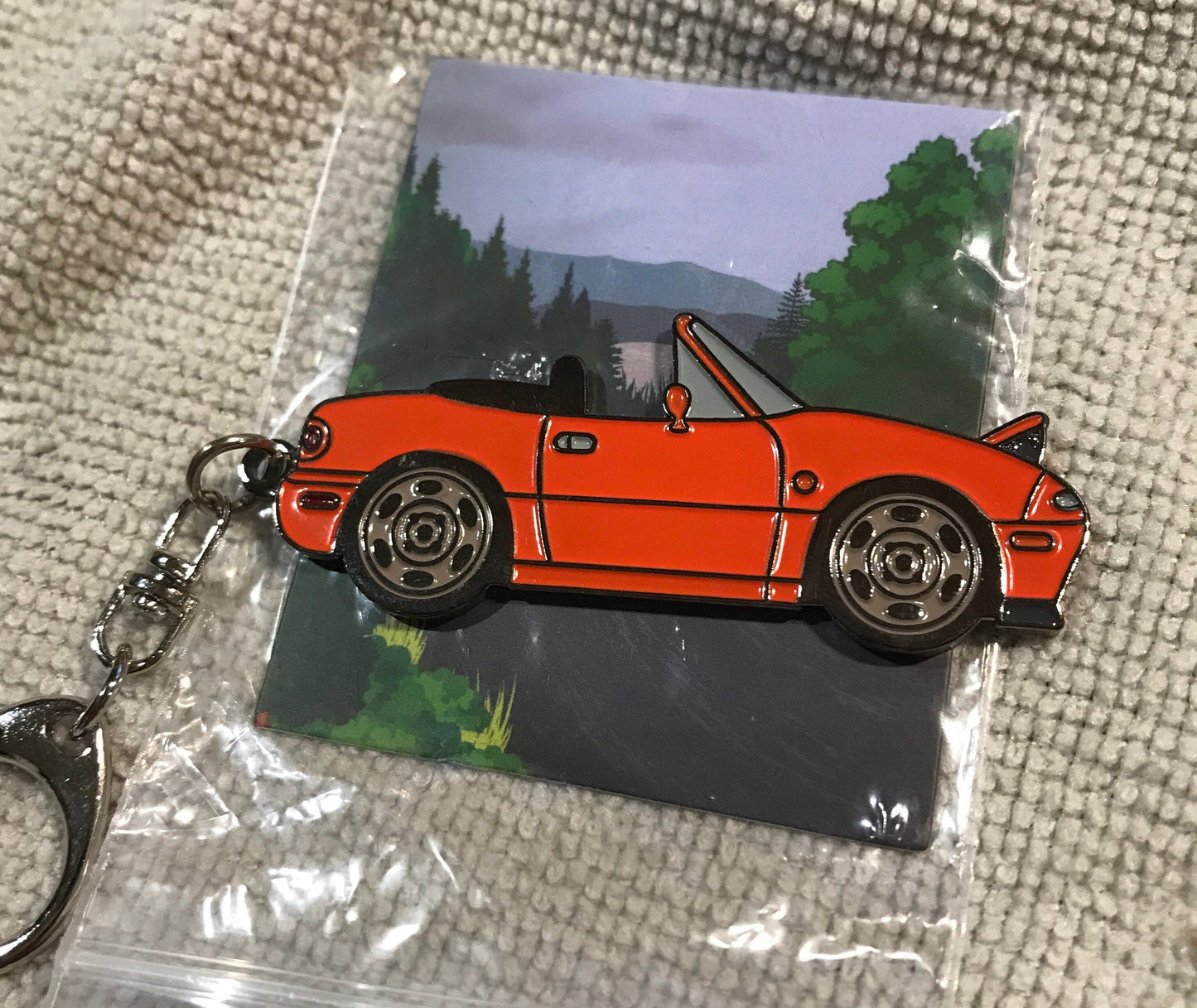 NA Mazda Miata Keychain ORANGE MX5 Top Down Pop up Lights Up