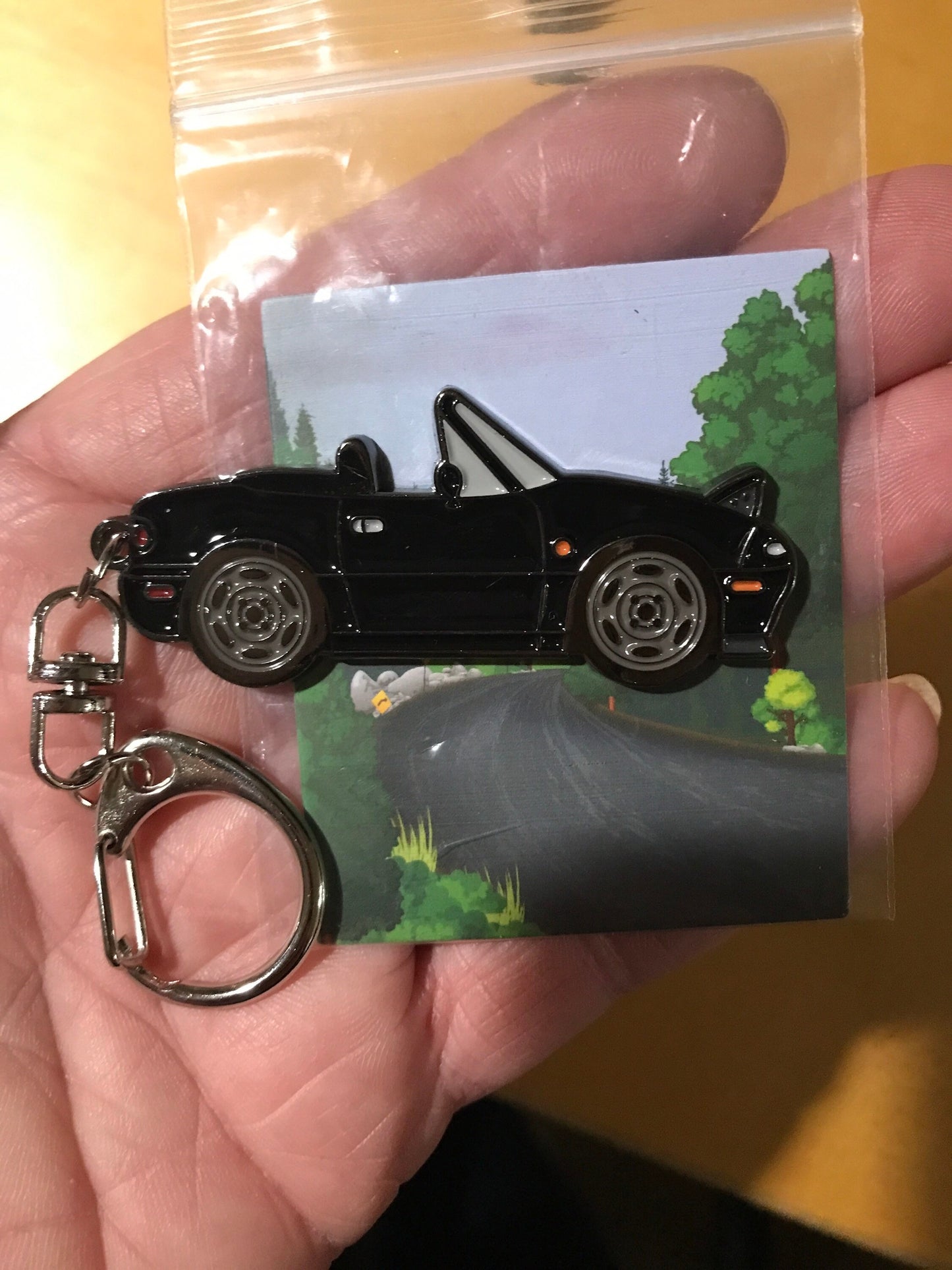 NA Mazda Miata Keychain BLACK MX5 Top Down Lights Up