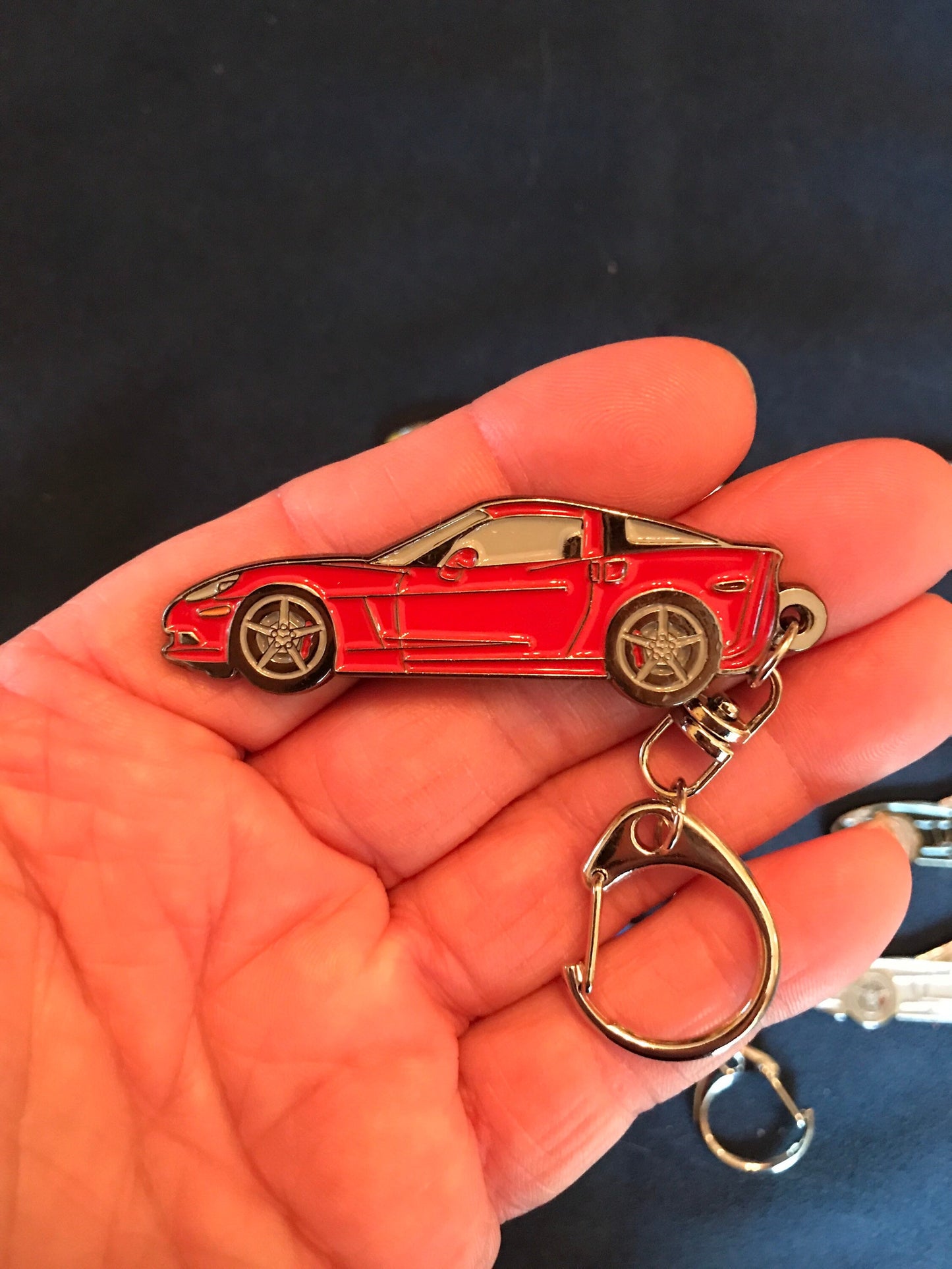 Corvette C6 Coupe -silver Tire version- Keychains 8 colors available enamel on metal