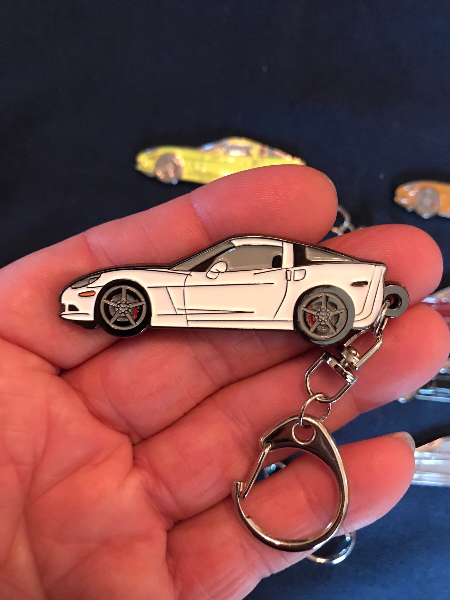 Corvette C6 Coupe -silver Tire version- Keychains 8 colors available enamel on metal