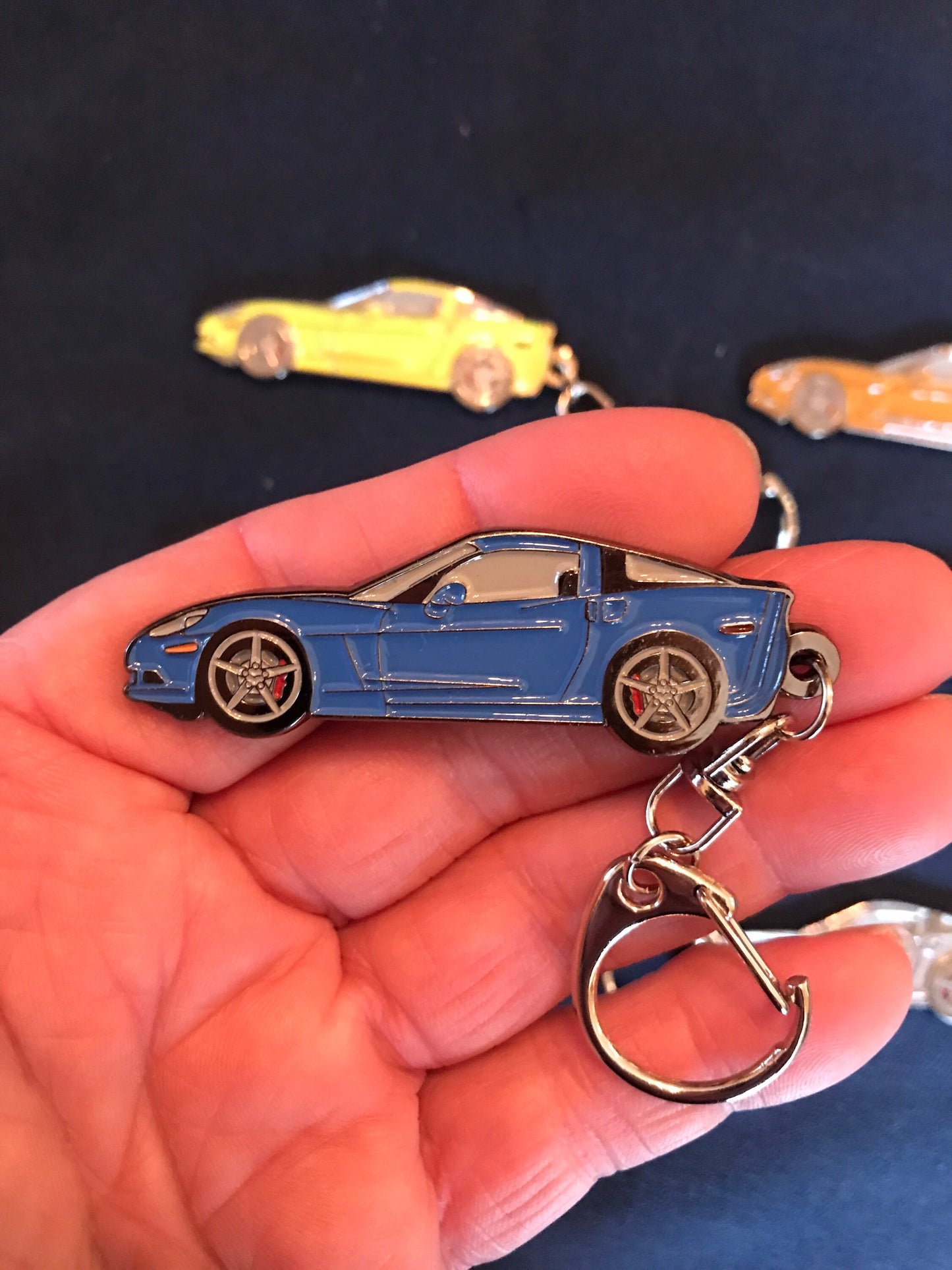 Corvette C6 Coupe -silver Tire version- Keychains 8 colors available enamel on metal