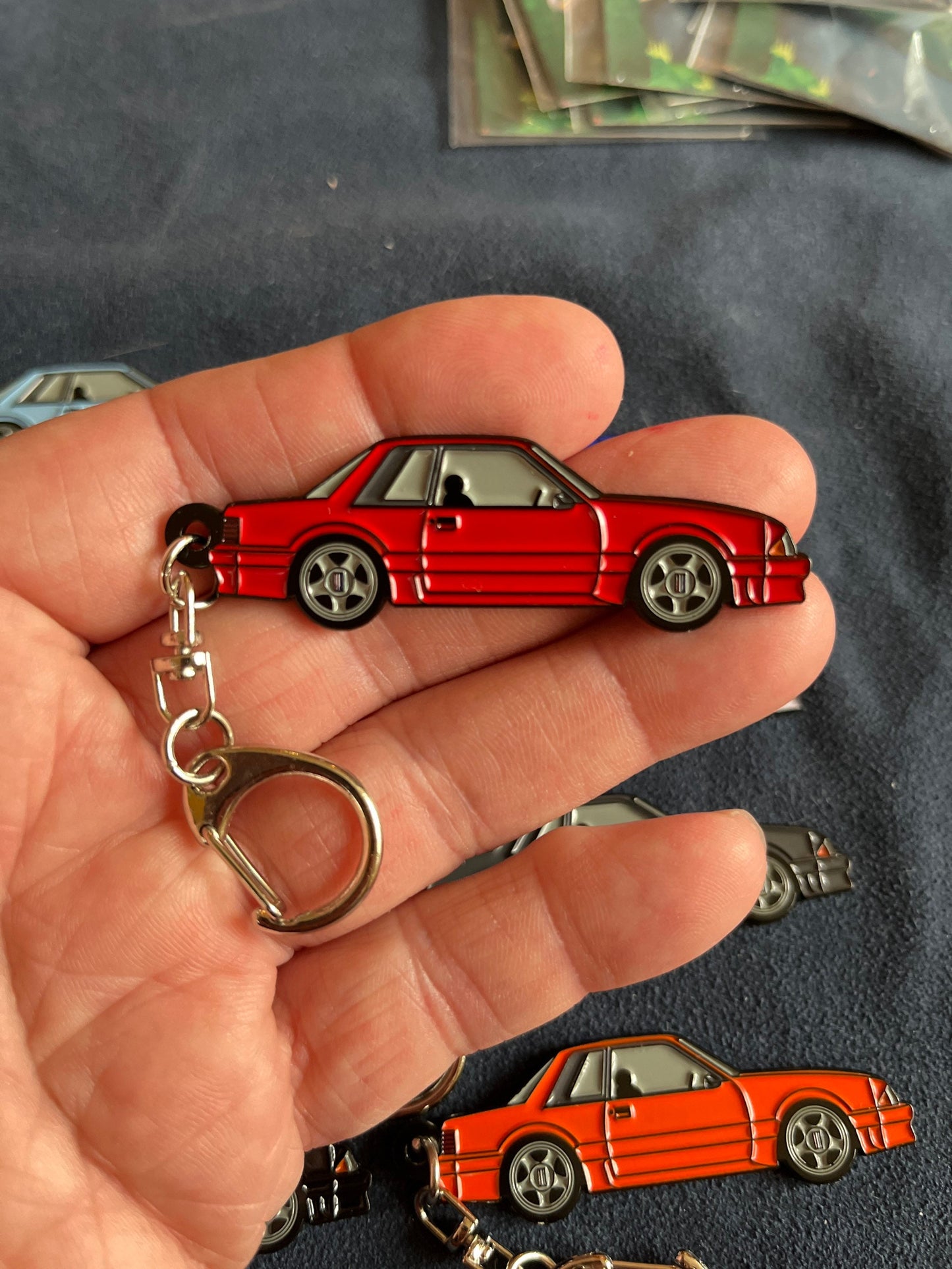 Ford Mustang Fox Body Coupe Notchback Enamel on Metal Keychains available in 9 colors