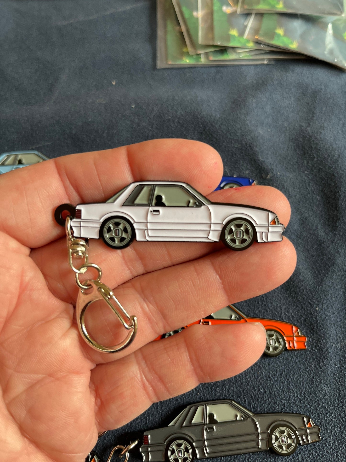 Ford Mustang Fox Body Coupe Notchback Enamel on Metal Keychains available in 9 colors