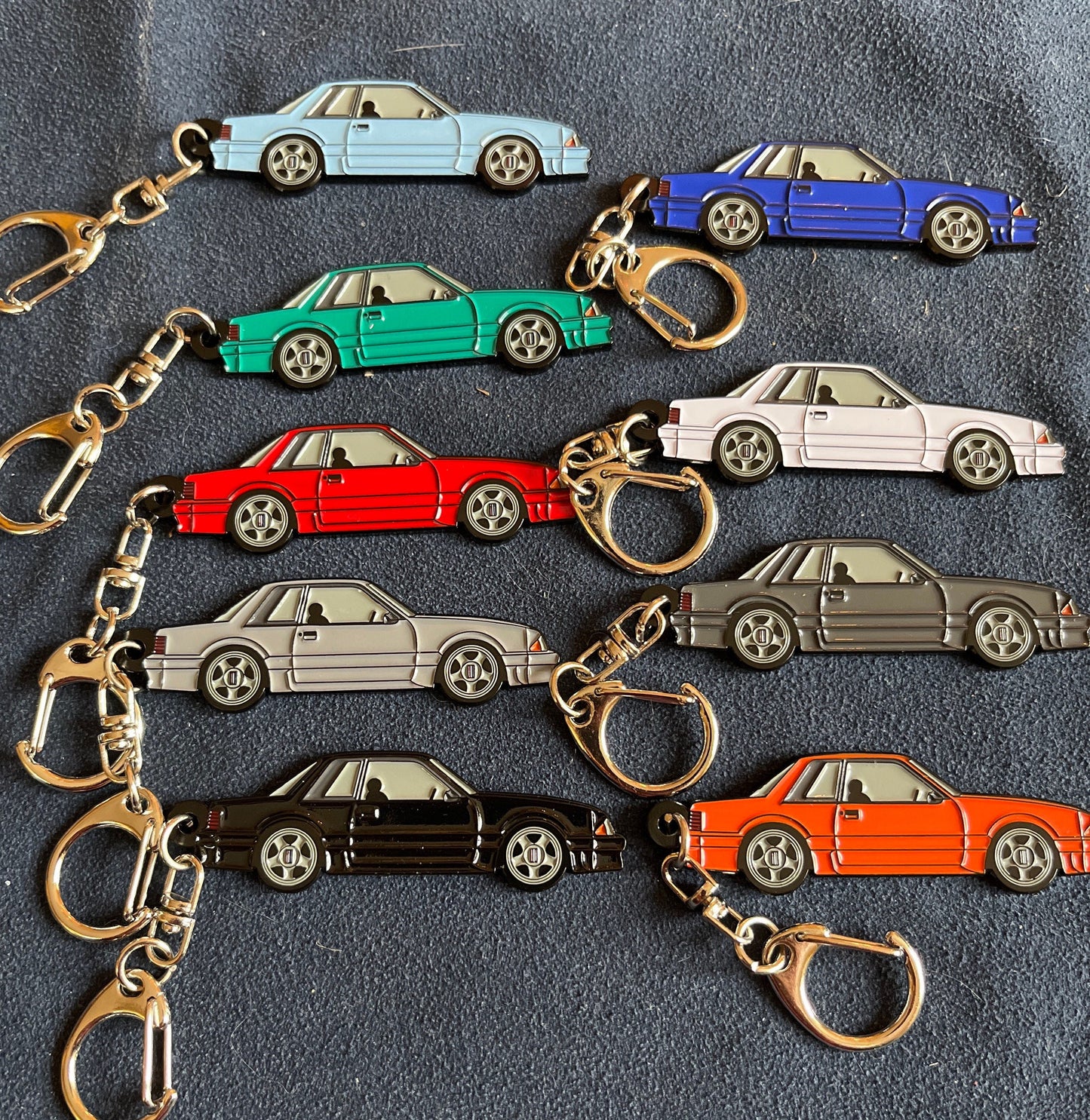 Ford Mustang Fox Body Coupe Notchback Enamel on Metal Keychains available in 9 colors