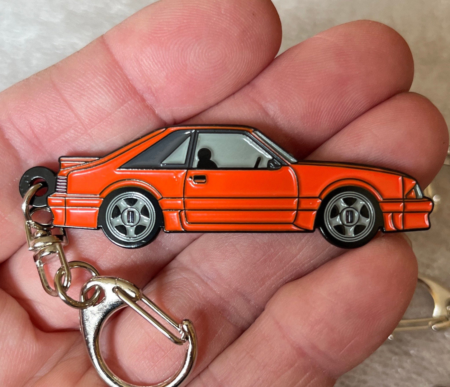 Ford Mustang HATCHBACK Fox Body Enamel on Metal Keychains available in 9 colors