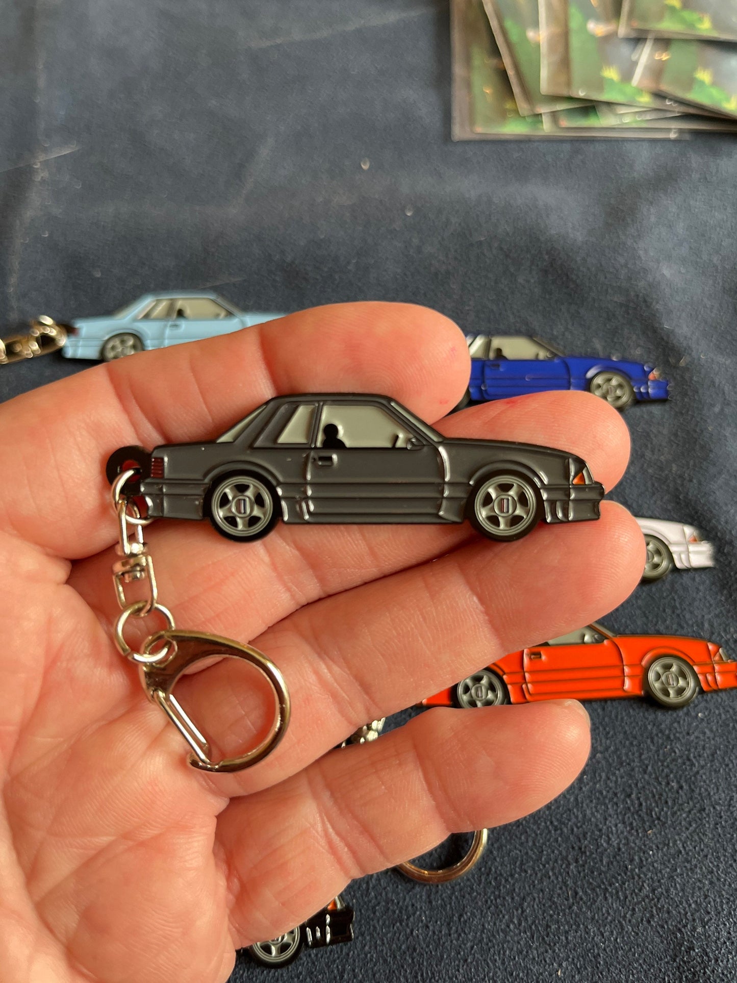 Ford Mustang Fox Body Coupe Notchback Enamel on Metal Keychains available in 9 colors