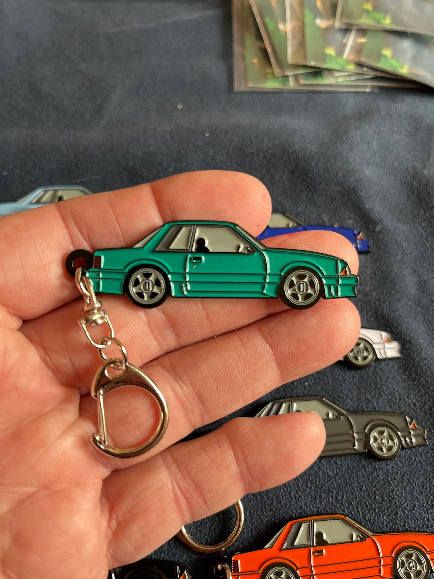 Ford Mustang Fox Body Coupe Notchback Enamel on Metal Keychains available in 9 colors
