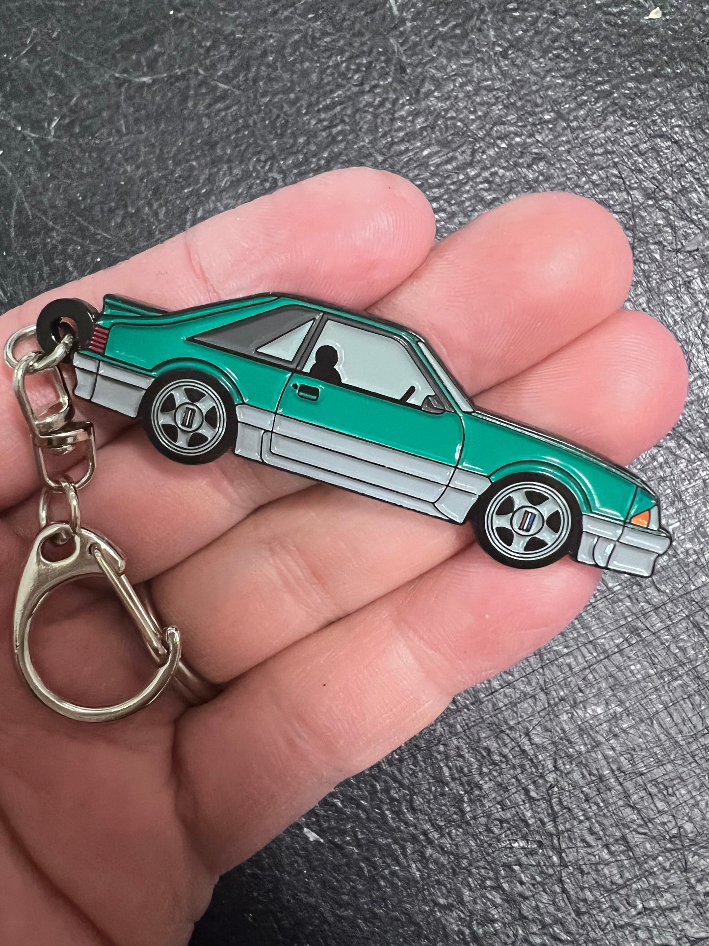 Ford Mustang HATCHBACK Fox Body Two Tone Enamel on Metal Keychains, Great gift for Fox Body Enthusiasts, key ring, car accessories,