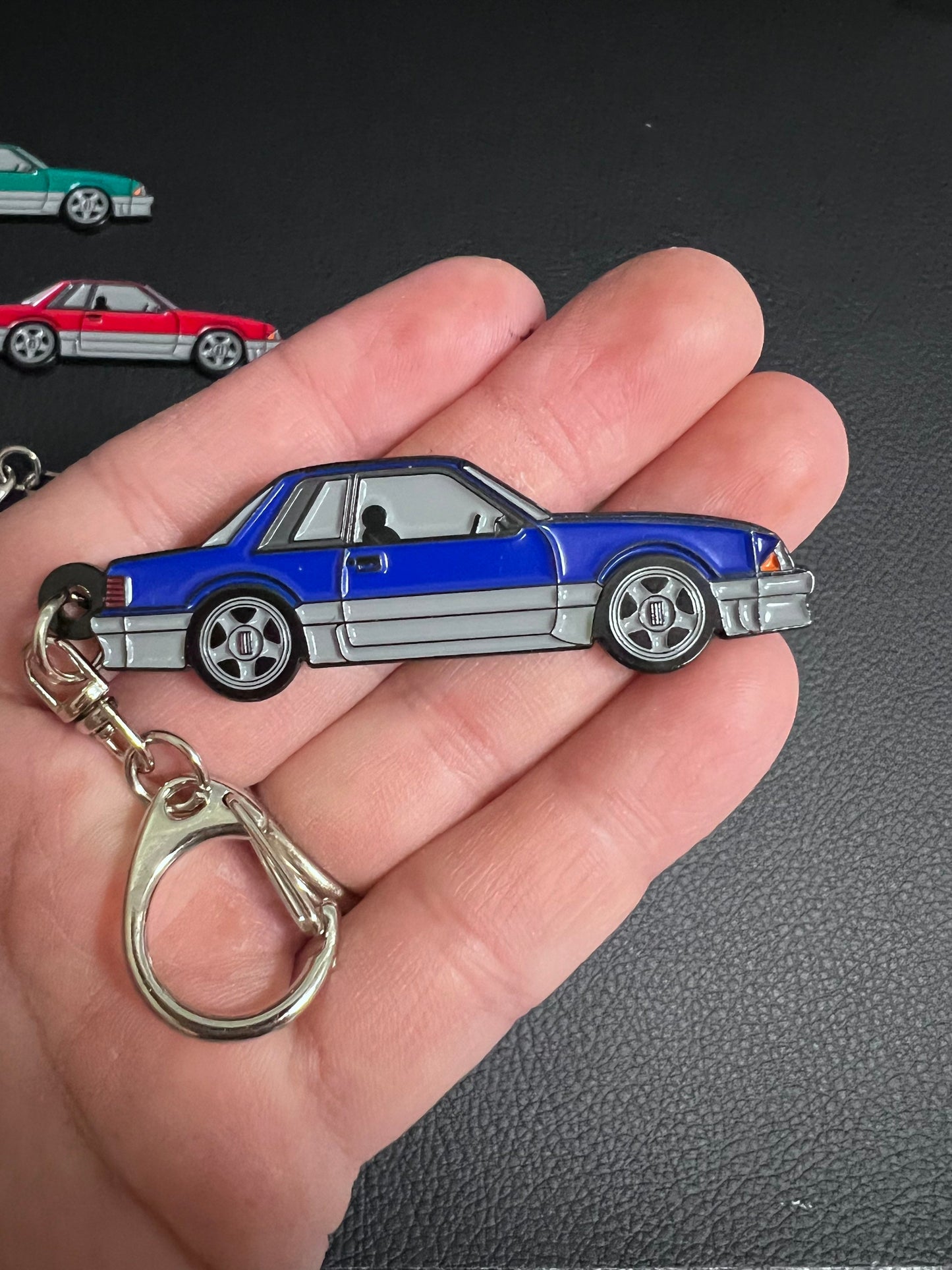 Ford Mustang Coupe Notchback Fox Body two tone Enamel on Metal Keychains, car accessory, key ring,