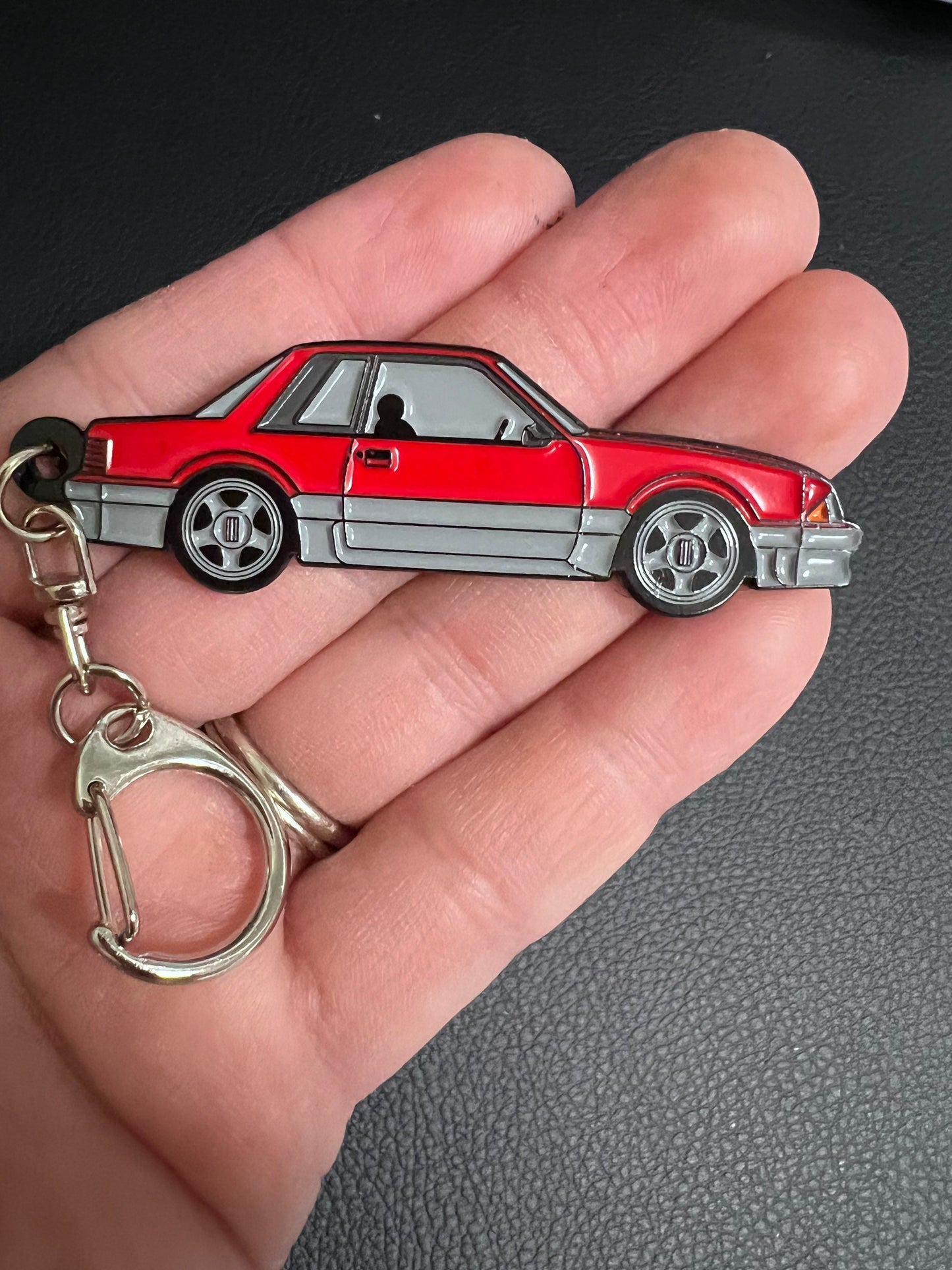 Ford Mustang Coupe Notchback Fox Body two tone Enamel on Metal Keychains, car accessory, key ring,