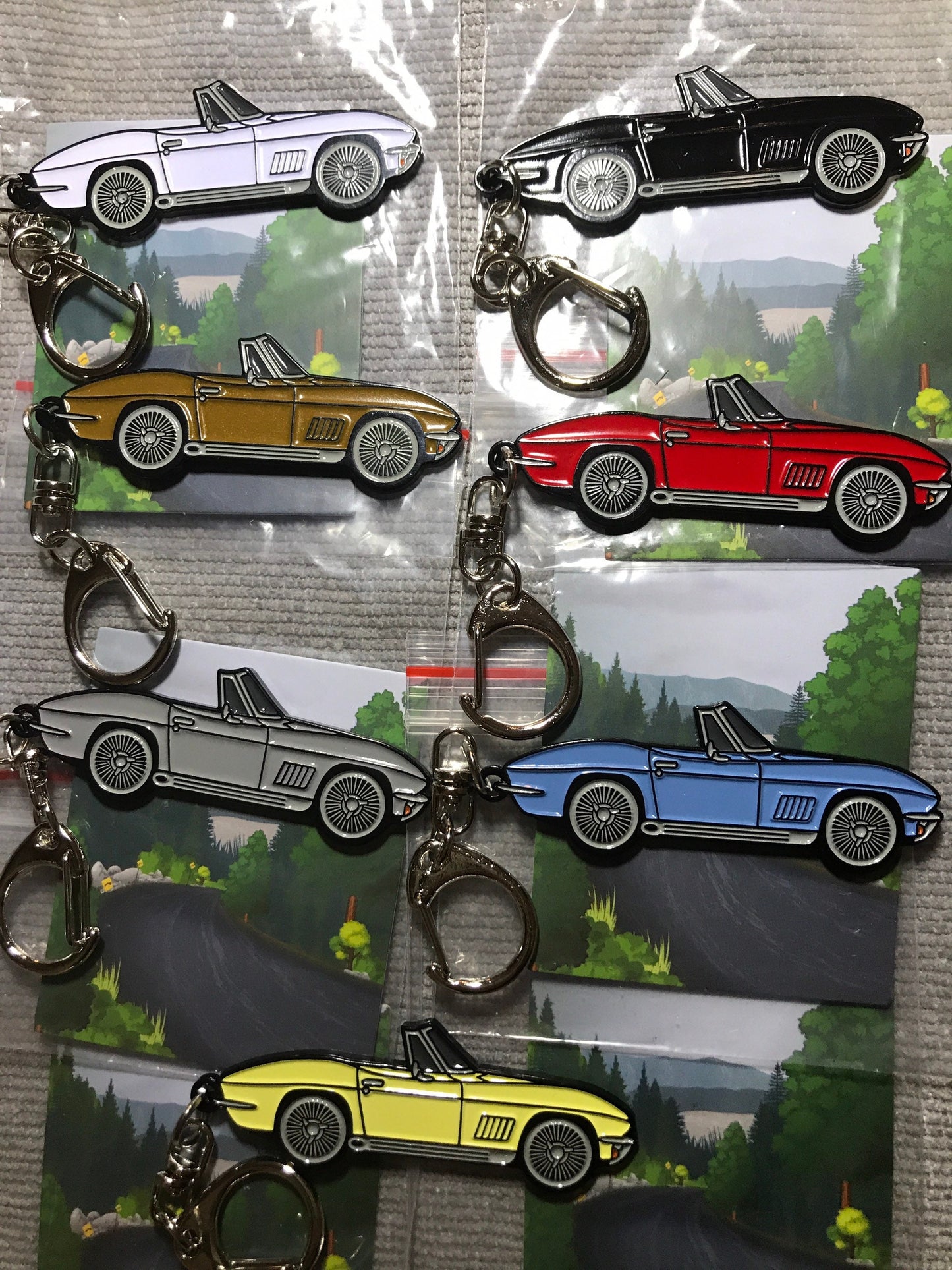 C2 #Corvette Baked Enamel Keychains #convertible #Stingray  YELLOW