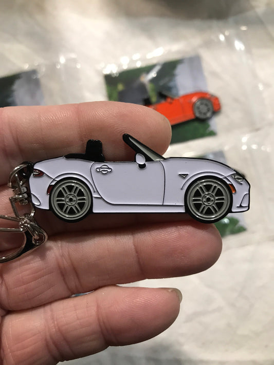 ND WHITE #Miata Keychain #MX5 #BakedEnamel #Keychains