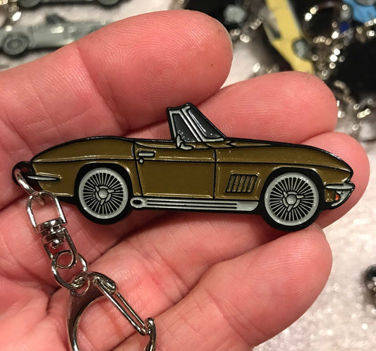 C2 #Corvette Baked Enamel Keychains #convertible #Stingray GOLD