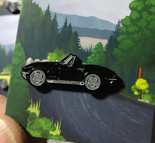 C2 #Corvette #Stingray #convertible Baked #Enamel #pinbadge #carpins BLACK