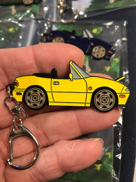 NA Mazda Miata YELLOW SUNBURST MX5 Enamel on Metal Keychain