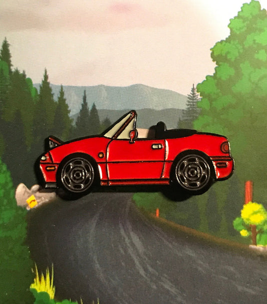 NA Mazda Miata MX5 Enamel Auto Lapel Pin Top Down Pop Ups UP! RED Collect them!