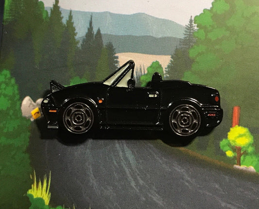 NA Mazda Miata MX5 Top Down & Pop ups up! Enamel Auto Lapel Pin BLACK Collect them!