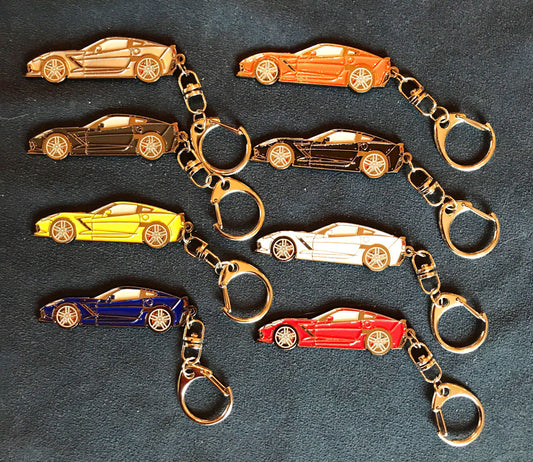 Corvette C7 Coupe Keychains 8 colors available enamel on metal