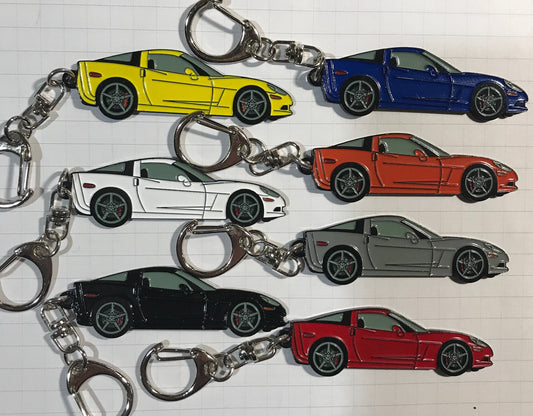 Corvette C6 Coupe Keychains 7 colors available enamel on metal