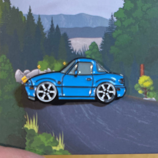 NA Mazda Miata enamel MX5 auto lapel pin top town pop ups up!  LIGHT BLUE Collect them!