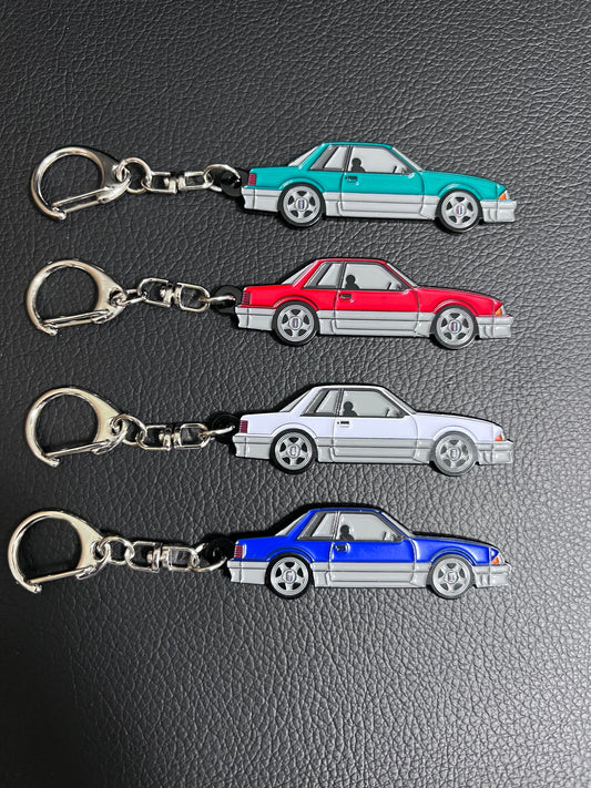 Ford Mustang Coupe Notchback Fox Body  two tone Enamel on Metal Keychains, car accessory, key ring,