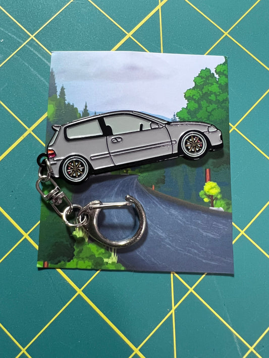 Honda ‘90’s Civic EG Hatchback Keychains- enamel on Metal - 8 colors available